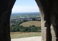 The view through the archway of Glastonbury Tor Tower